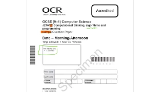OCR 9-1 GCSE Computer Science Specimen Paper 2 Walkthrough