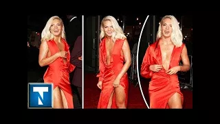 Louisa johnson risks wardrobe malfunction as she goes braless in plunging thigh-slit dress | by Top