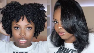 CURLY TO STRAIGHT HAIR ROUTINE ON TYPE 4 HAIR  | SILK PRESS No Heat Damage