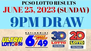 Lotto Result Today 9pm June 25 2023 6/58 6/49 Swertres Ez2 PCSO #lottoresulttoday