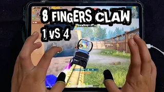 8 FINGERS CLAW 🔥 WITHOUT GYRO | 1 VS 4 TDM GAMEPLAY | IPAD PRO 90 FPS HANDCAM