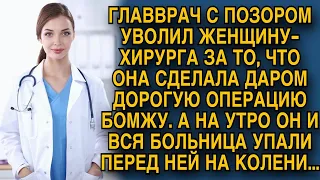 Главврач уволил хирурга за то что она сделала операцию бомжу, а утром упал перед ней на колени...