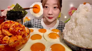 ASMR Fried Egg Kimchi Roasted Seaweed【Mukbang/ Eating Sounds】【English subtitles】