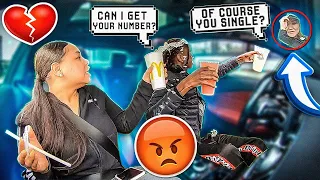 FLIRTING WITH DRIVE THRU EMPLOYEES IN FRONT OF MY GIRLFRIEND!! *BAD IDEA*