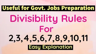 Divisibility Rules for 2,3,4,5,6,7,8,9,10 & 11 in Telugu|Aptitude Tricks|Divisibility Rule for 7