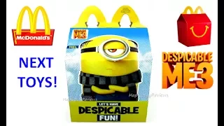 NEXT McDONALDS HAPPY MEAL TOYS DESPICABLE ME 3 MINIONS THE EMOJI MOVIE MYMOJI BLIND BAGS CANADA 2017