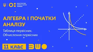 11 клас. Алгебра і початки аналізу. Таблиця первісних. Обчислення первісних