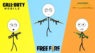 Call Of Duty VS Free Fire Vs PUBG