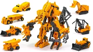 Transformers Yellow Color Constructicon EZ Devastator 7 Vehicle Combine Robot Transform Car Toys