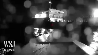 Watch: Ukrainian Drone Attacks Russian Oil Tanker in Kerch Strait | WSJ News