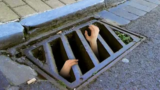 this guy got stuck in the sewer