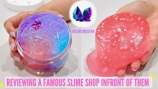 Reviewing Famous Slime Shops Infront Of Them! SlimeObsidian $200 Slime Review in Person 100% honest!