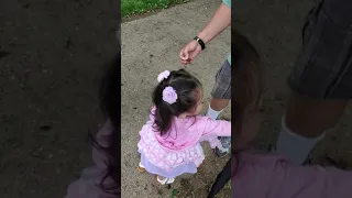 Mia touched a cicada. Her reaction is so cute!