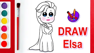 How to draw Disney Frozen Princesses Elsa | Drawing Painting and Coloring for Kids & Toddlers #elsa