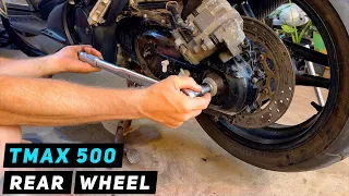 Yamaha Tmax 500 - Rear Wheel Removal / Installation | Mitch's Scooter Stuff