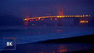 8k Morning Ocean Sounds at Baker Beach, San Francisco, California for Sleep and Study | ASMR