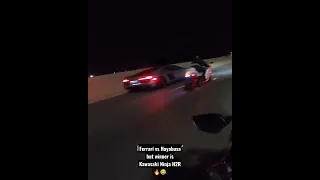 Ninja H2R silent Flyby 🔥 Ferrari vs Hayabusa