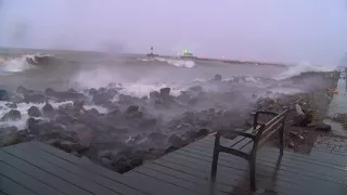 Duluth MN. record storm, big waves, damage ,10/27/17