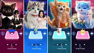 Cute Cats Dance | Wednesday Bloody Mary | Jisoo Flower | Shakira Waka Waka | Elsa Enemy | Song Games