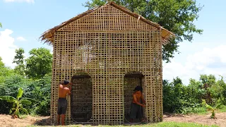 Building House For Summer And Rainy Season Using Bamboo And Palm Leaf