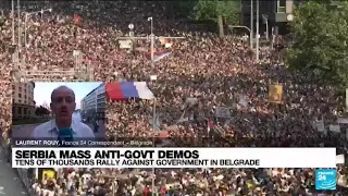 Tens of thousands gather in Belgrade for fifth anti-government protest since mass shootings