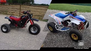 DRAG RACE - HONDA 250R VS YAMAHA TRI-Z 250  1/8 MILE NO PREP STREET RACE