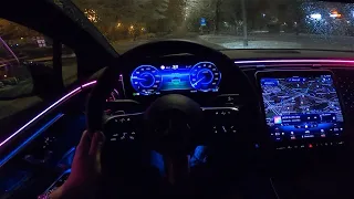 Mercedes EQE 300 - Snowy Night POV Test ride (CRAZY AMBIENT LIGHT) #75 CARiNIK