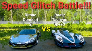 *PATCHED* INSANE SPEED GLITCH BATTLE!!! Rimac Concept 2 vs. Raesr Tachyon Speed - Forza Horizon 5.