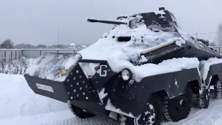 Сopy Sd.Kfz.231 8 Rad moves through the snow