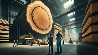 Huge wood factory operating at full capacity, skillful wood making skills