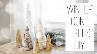 WINTER WONDERLAND TREE DIY // WINTER CONE TREES TUTORIAL // AFTER CHRISTMAS DECORATIONS