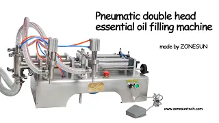 ZONESUN How to use the 10-300ml pneumatic double head liquid filling machine