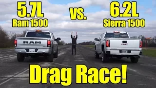 Ram 1500 vs GMC Sierra 1500 Drag Race! This was a close one! It's Kunes Country Prize Fights!