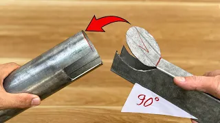 16 How to quickly weld and cut 90 degree round pipe ends. The 45 year old welder taught me this.