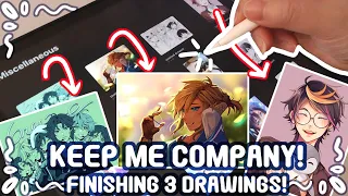 Keep Me Company As I Finish Up 3 Drawings! | No Talking