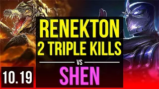 RENEKTON vs SHEN (TOP) | 2 Triple Kills, KDA 13/1/2, 2 early solo kills | EUW Master | v10.19