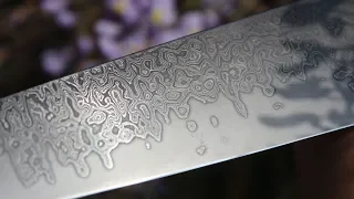 San Mai Gyuto Chefs knife with Damascus cladding ~ Japanese kitchenknife-making