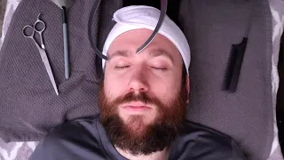 [ASMR] Insanely Stimulating Eyebrow & Beard Measuring, Trimming, Massage