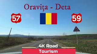 Driving Romania: DN57 & DN59 Oravița - Deta - 4k scenic drive from Banat Hills to Banat Plains