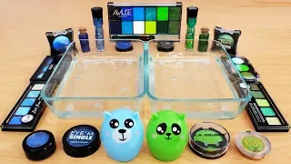 Blue vs Green Mixing Makeup Eyeshadow Into Slime! Special Series 72 Satisfying Slime Video