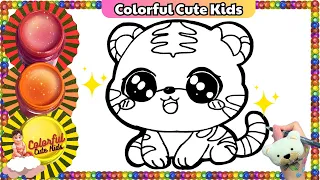 How to Draw and Color A Cute Tiger 🐯🐅 Drawings For Kids | CCK