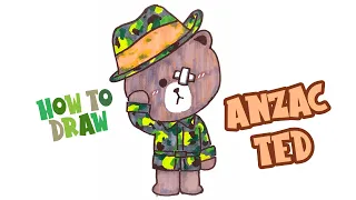 🪖🐻How to draw Anzac Ted (Lest We Forget, Anzac Day)