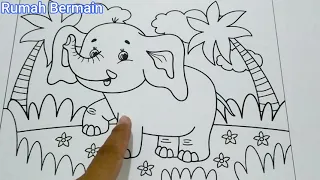 Mewarnai Gajah Menggunakan Krayon