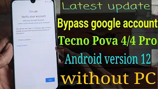 Tecno Pova 4/4 pro Google account bypass || Frp Bypass Tecno Pova 4 Pro