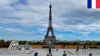 🇫🇷Paris Summer Walk - Eiffel Tower from Chaillot Palace -【4K 60fps】