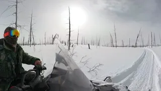 По верховьям Рыбной на снегоходе, плато Путорана, 360-градусное видео.