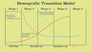 Animation of the demographic transition model and population growth & decline