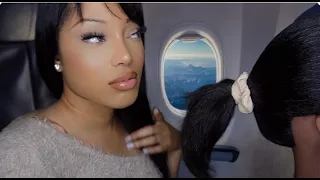 ASMR Sassy Friend does your hair on the plane