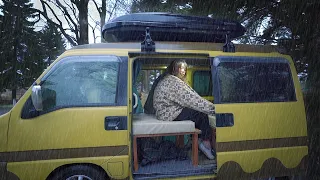 Rain Car Camping with Small Light Van