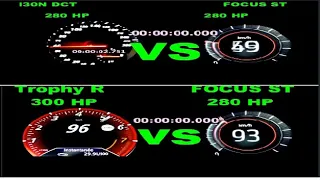 Ford focus st 280 hp  vs Megane RS Trophy 300 hp vs hyundai i30n 280 hp Acceleration sound 0-250km/h